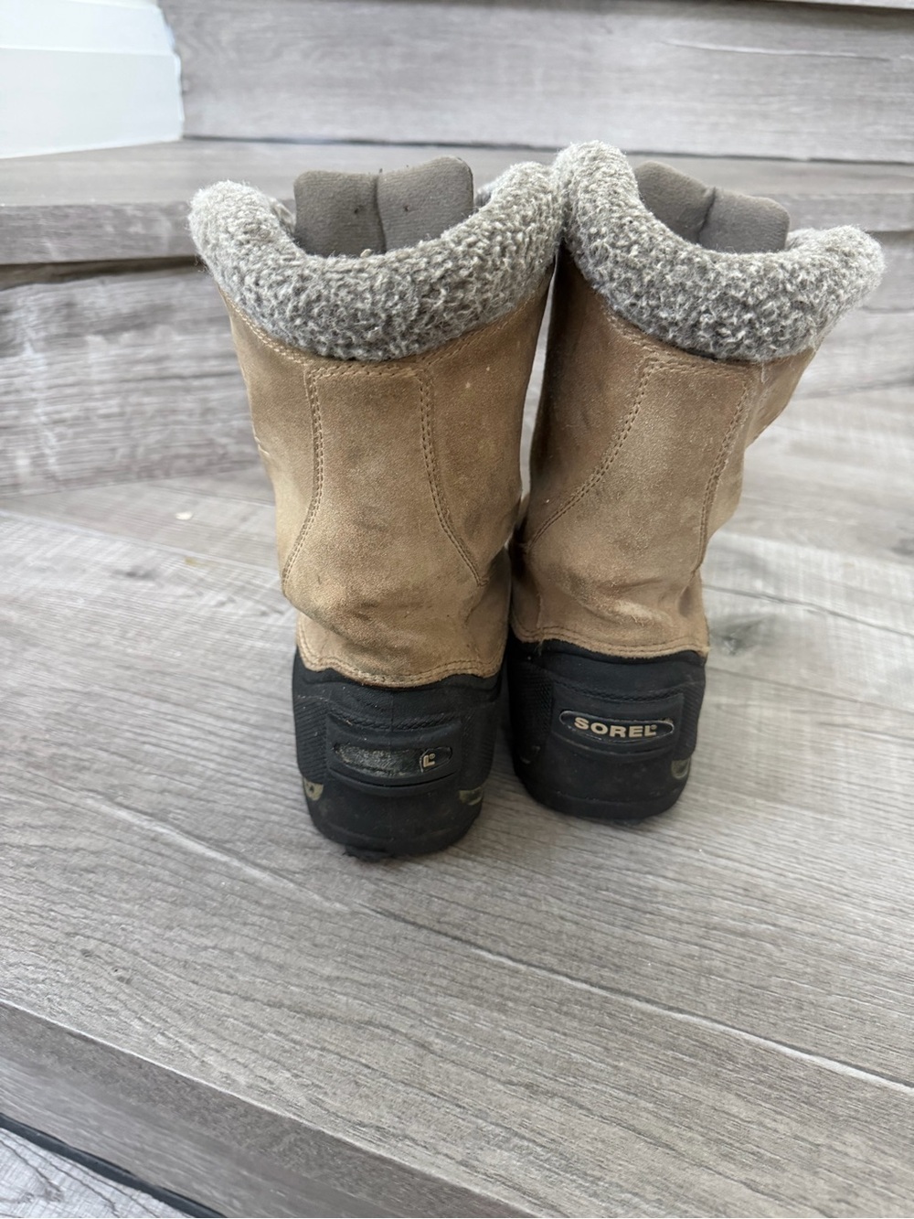 Sorel Tan Suede Winter Boots with Shearling Collar